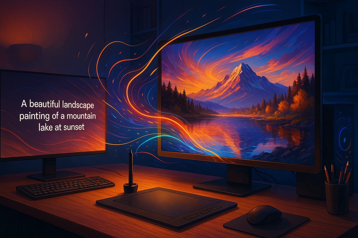 Collage de imagenes generadas con IA mostrando diferentes estilos: fotorrealismo, ilustracion y arte digital