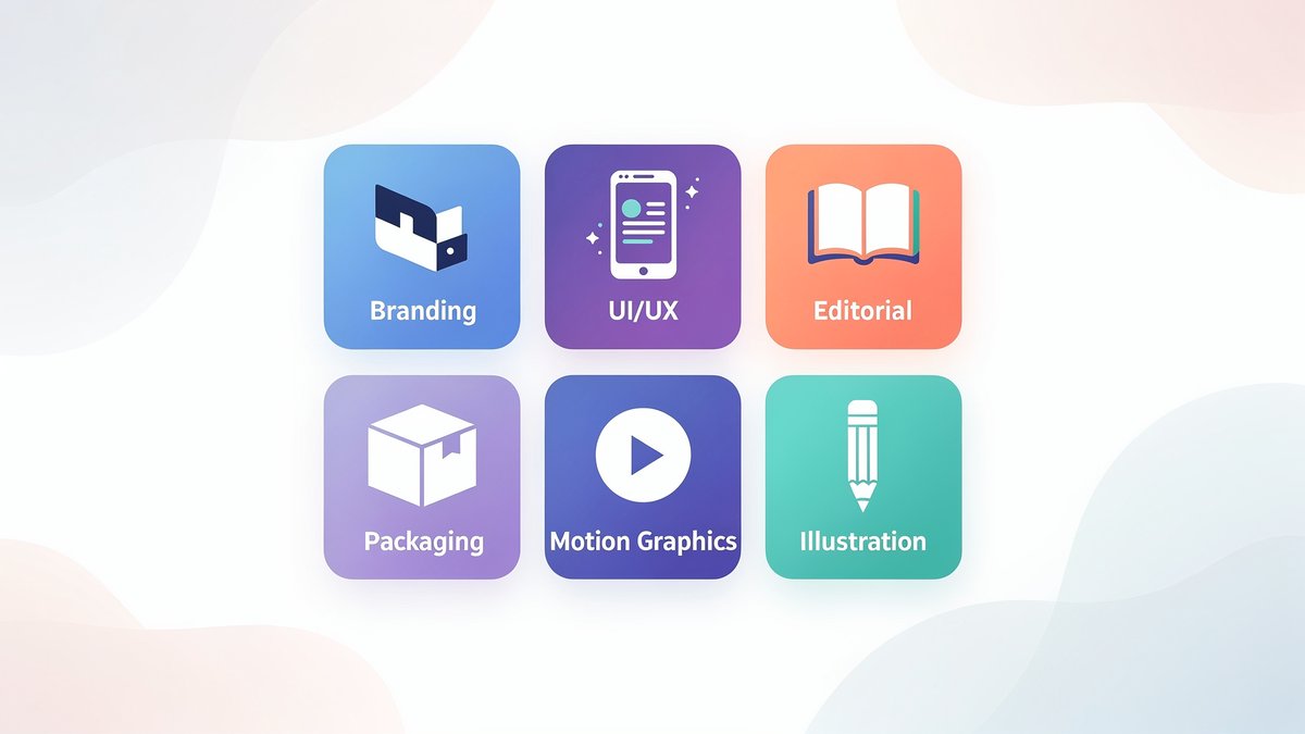6 especialidades del dise&ntilde;o gr&aacute;fico: Branding, UI/UX, Editorial, Packaging, Motion Graphics, Ilustraci&oacute;n