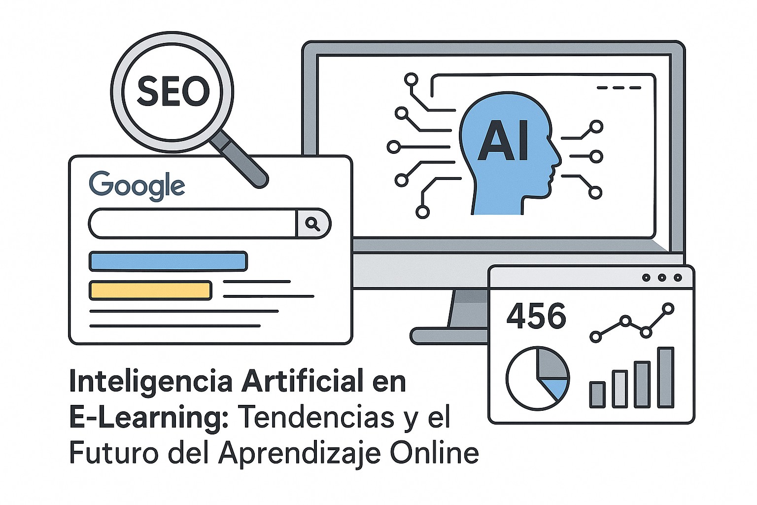 Ilustración sobre inteligencia artificial elearning tendencias futuro