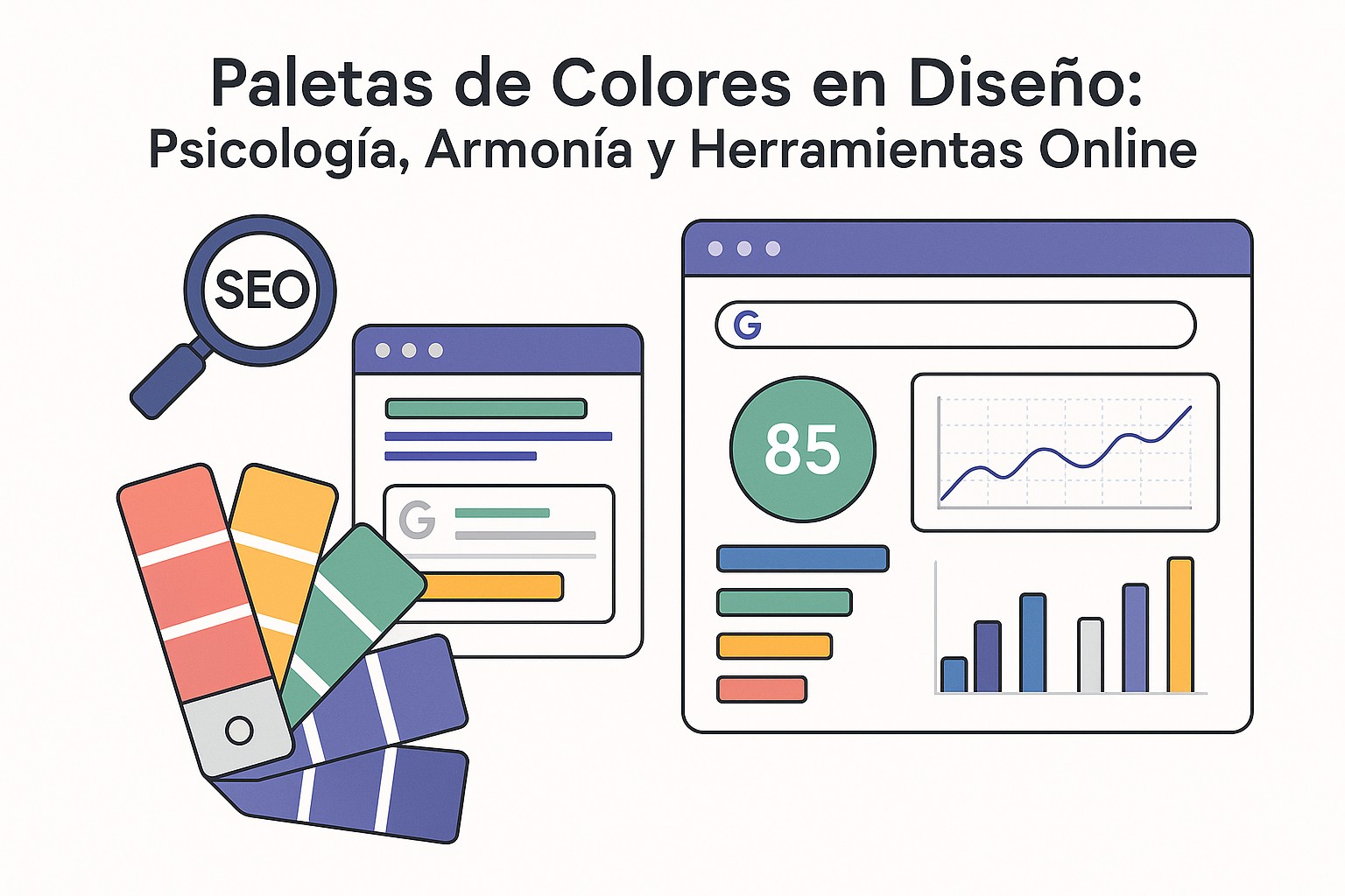 Diagrama sobre paletas colores psicologia diseno