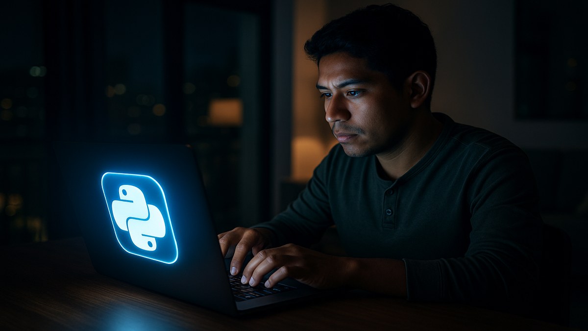 Desarrollador peruano aprendiendo Python en laptop en Lima