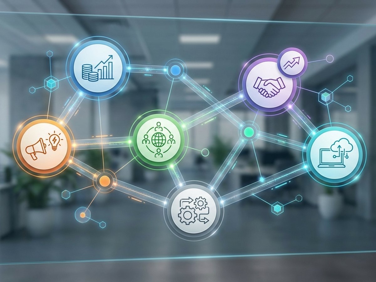 Áreas y departamentos de una empresa conectados