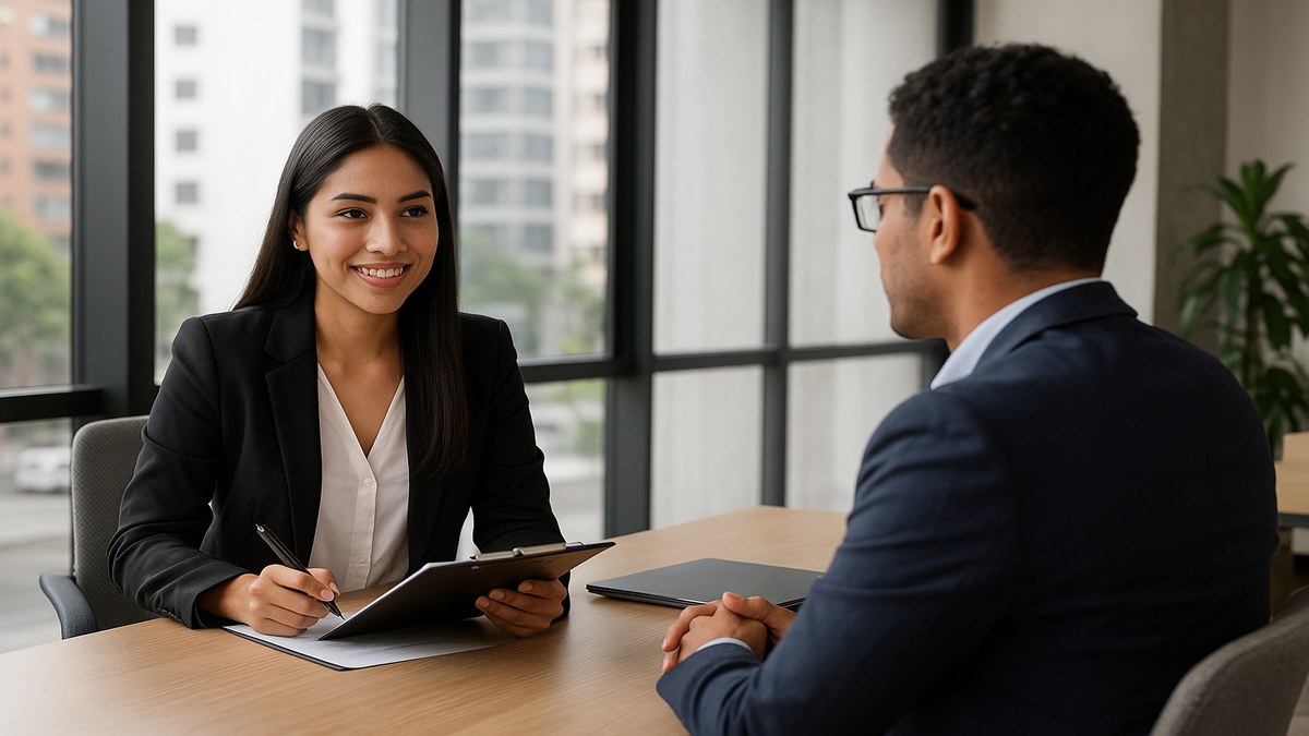Profesional de Recursos Humanos realizando entrevista laboral en empresa limeña