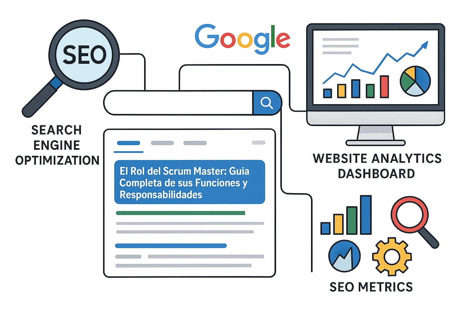 Un Scrum Master facilitando una reunión de equipo Scrum con pizarra y post-its.
