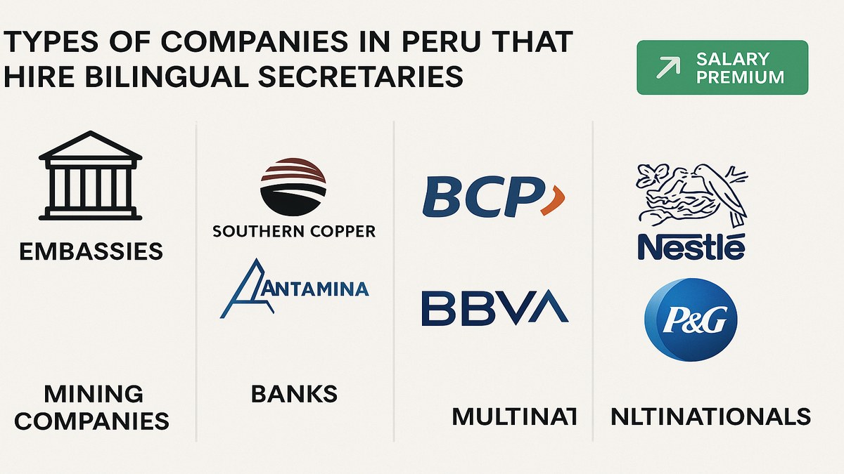 Empresas peruanas que contratan secretarias bilingües: mineras, embajadas, bancos y multinacionales