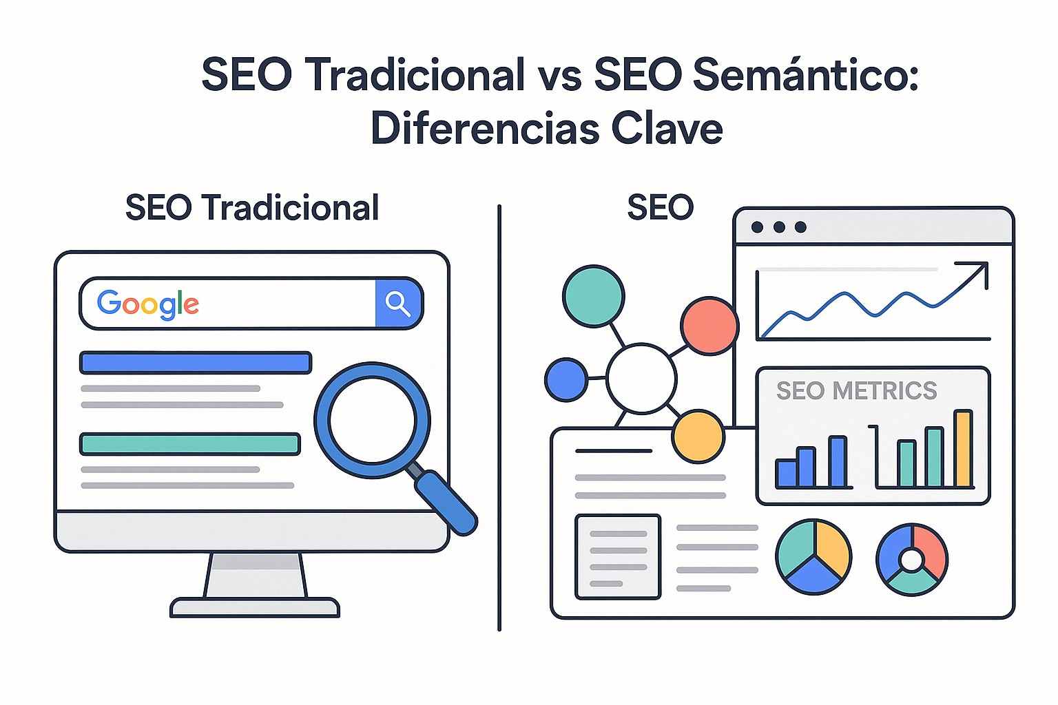 Diagrama sobre seo vs seo semantico
